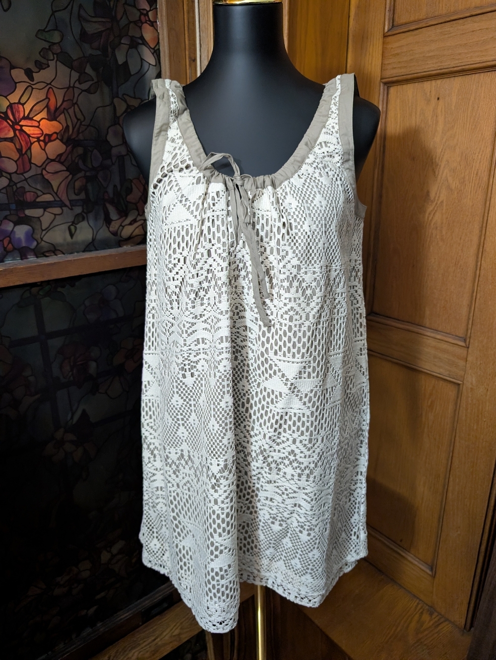 BCBGirls Cream Lace Overlay Shift Dress